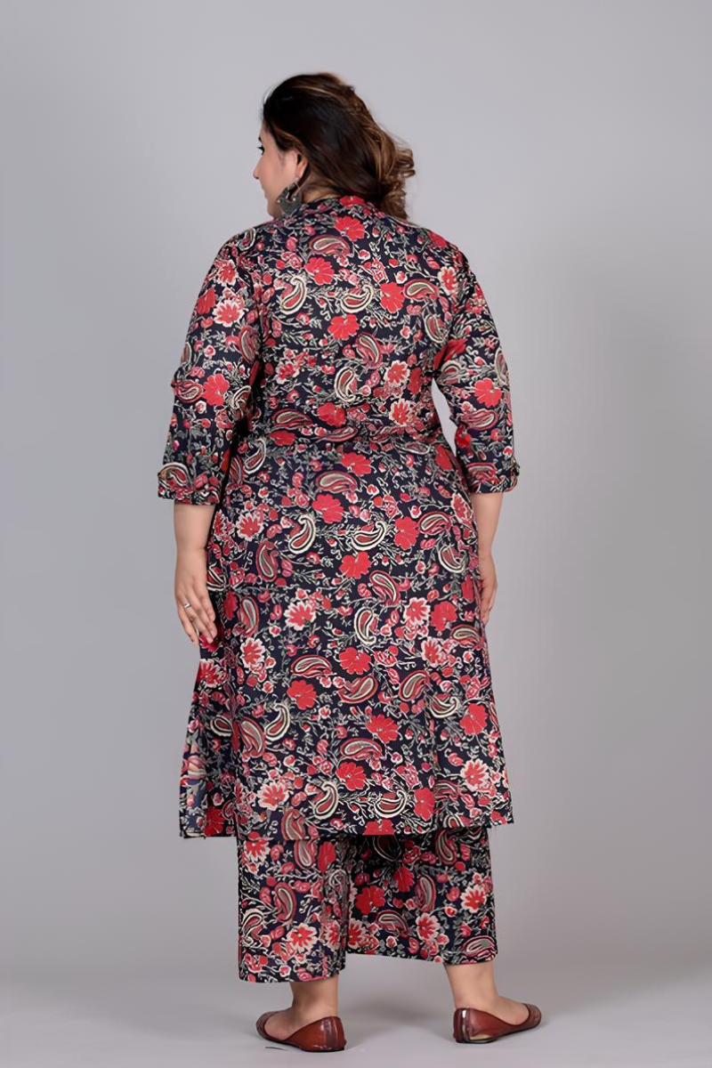 Plus Floral Printed Kurti Set