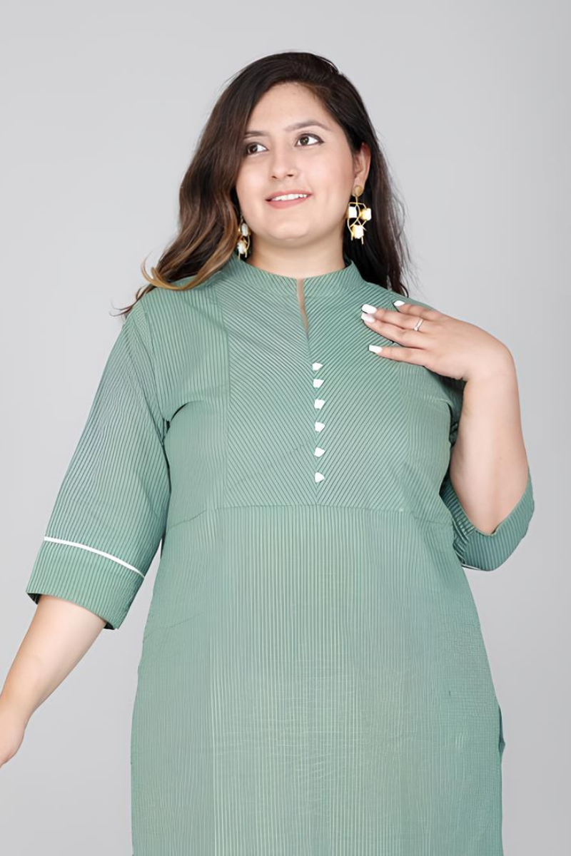 Plus Green Straight Kurti