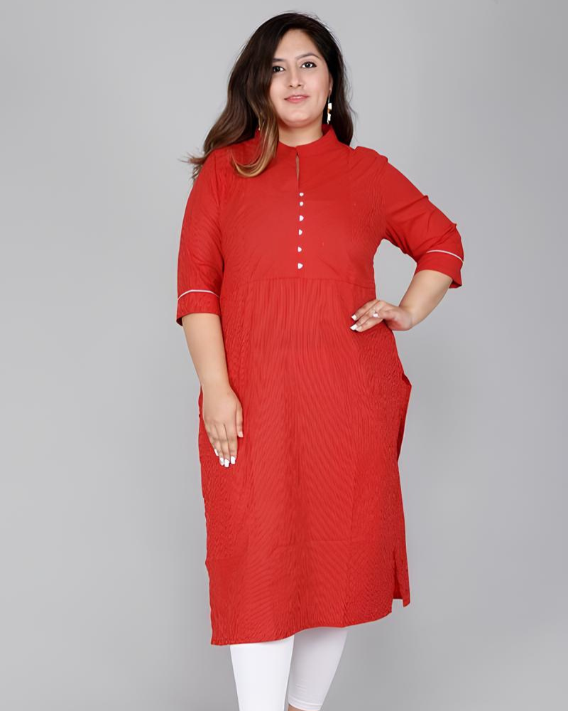 Plus size Red Cotton Kurti
