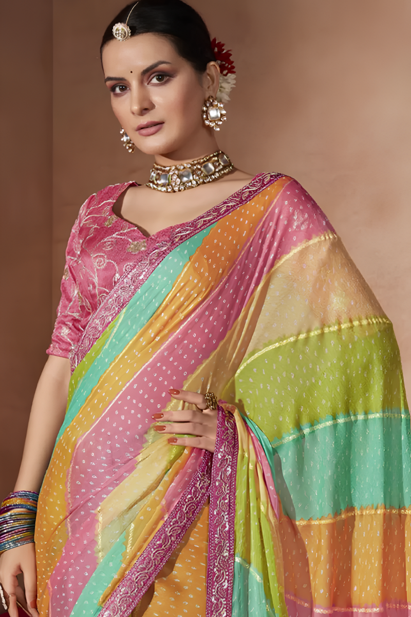 Multicolor Georgette Saree