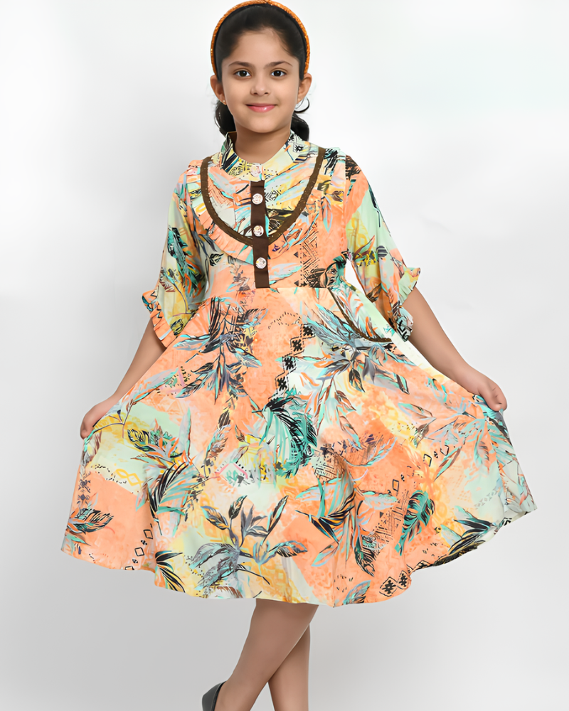 Floral Printed Girls' Dress
