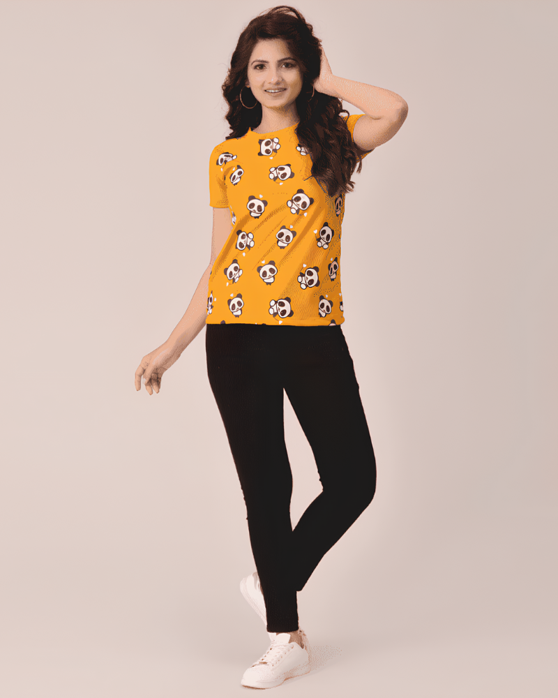 Yellow Panda Print T-shirt