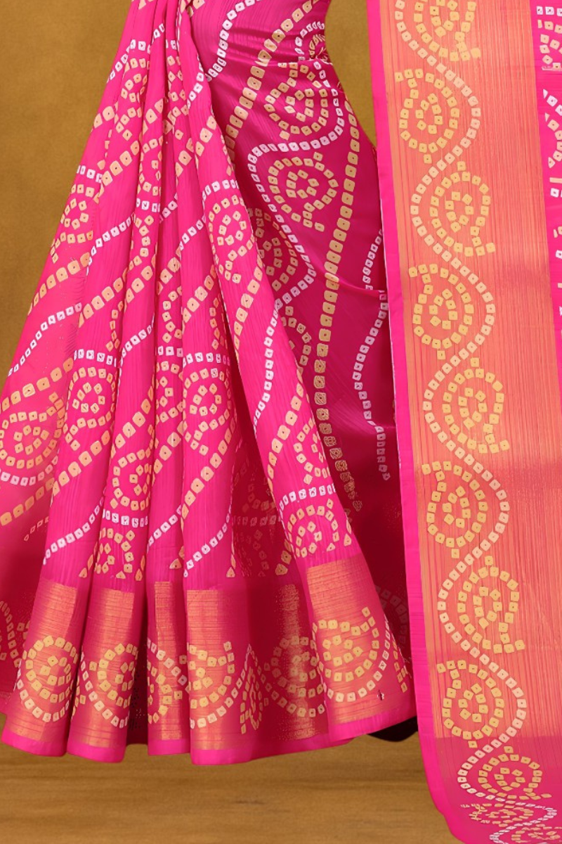 Pink Bandhani Saree