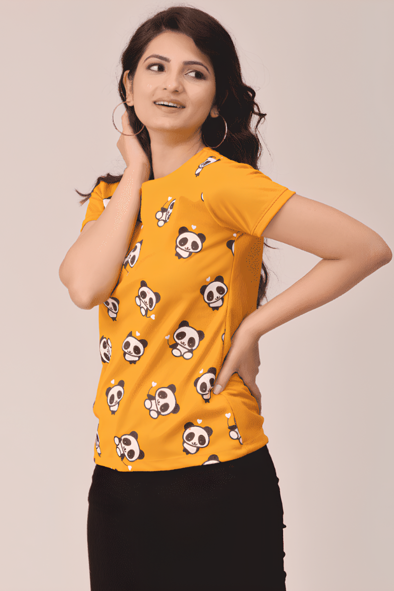 Yellow Panda Print T-shirt