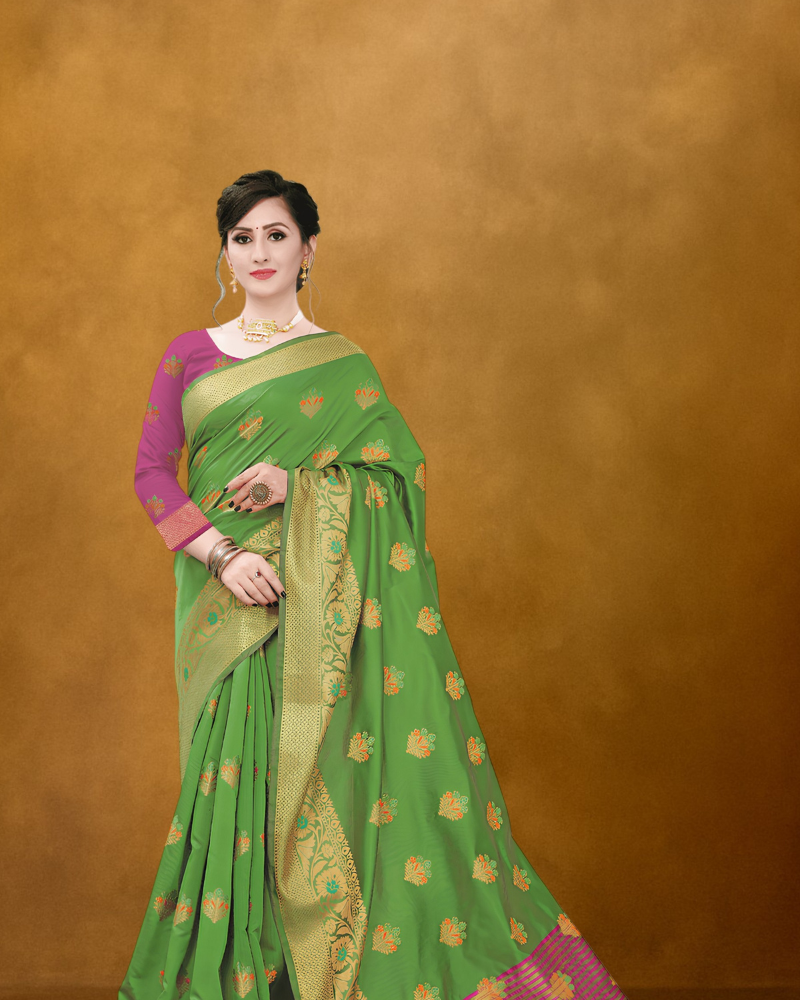 Elegant Green Silk Saree