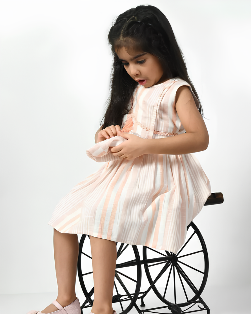 Girls' Pink and White Striped Dress