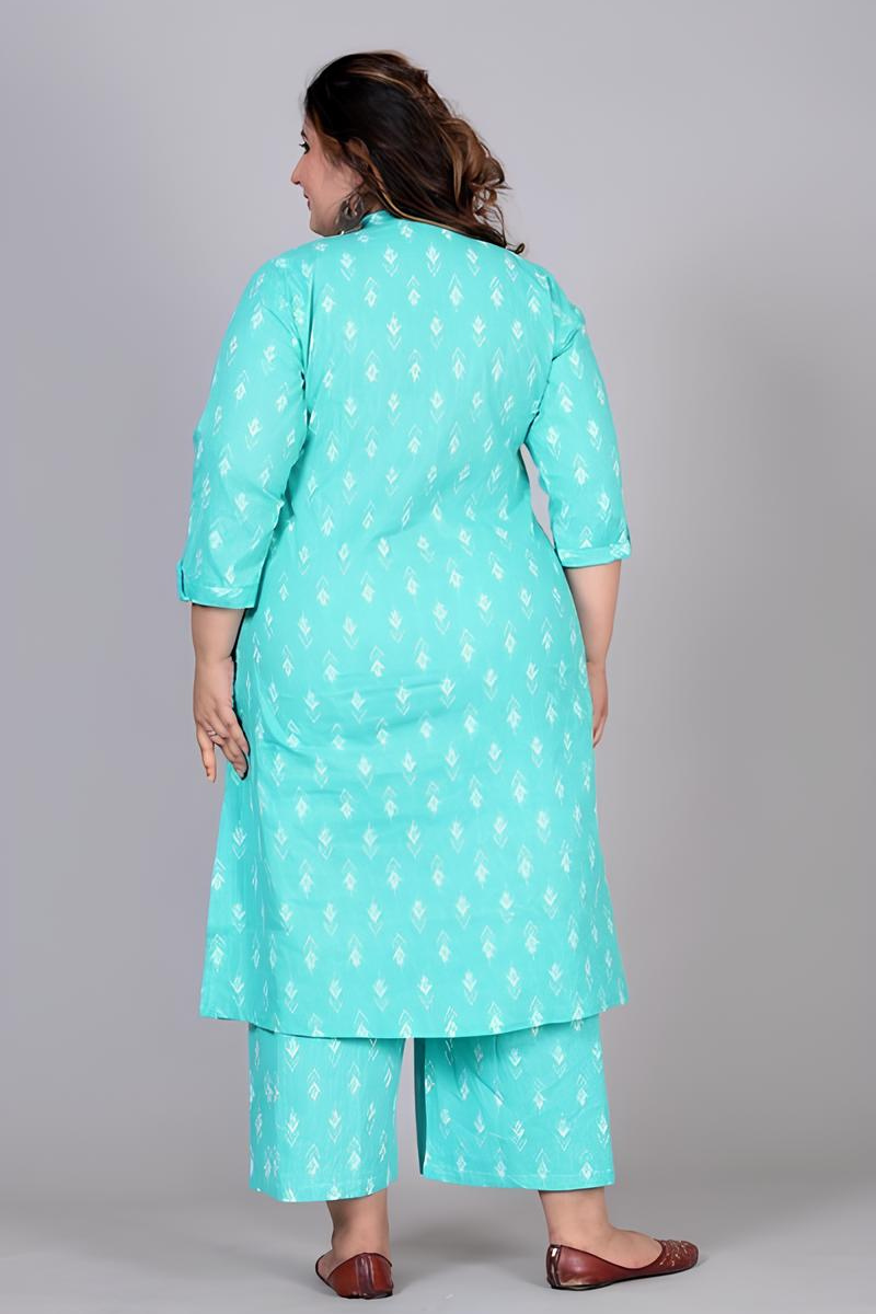 Plus Blue Printed Kurta Set