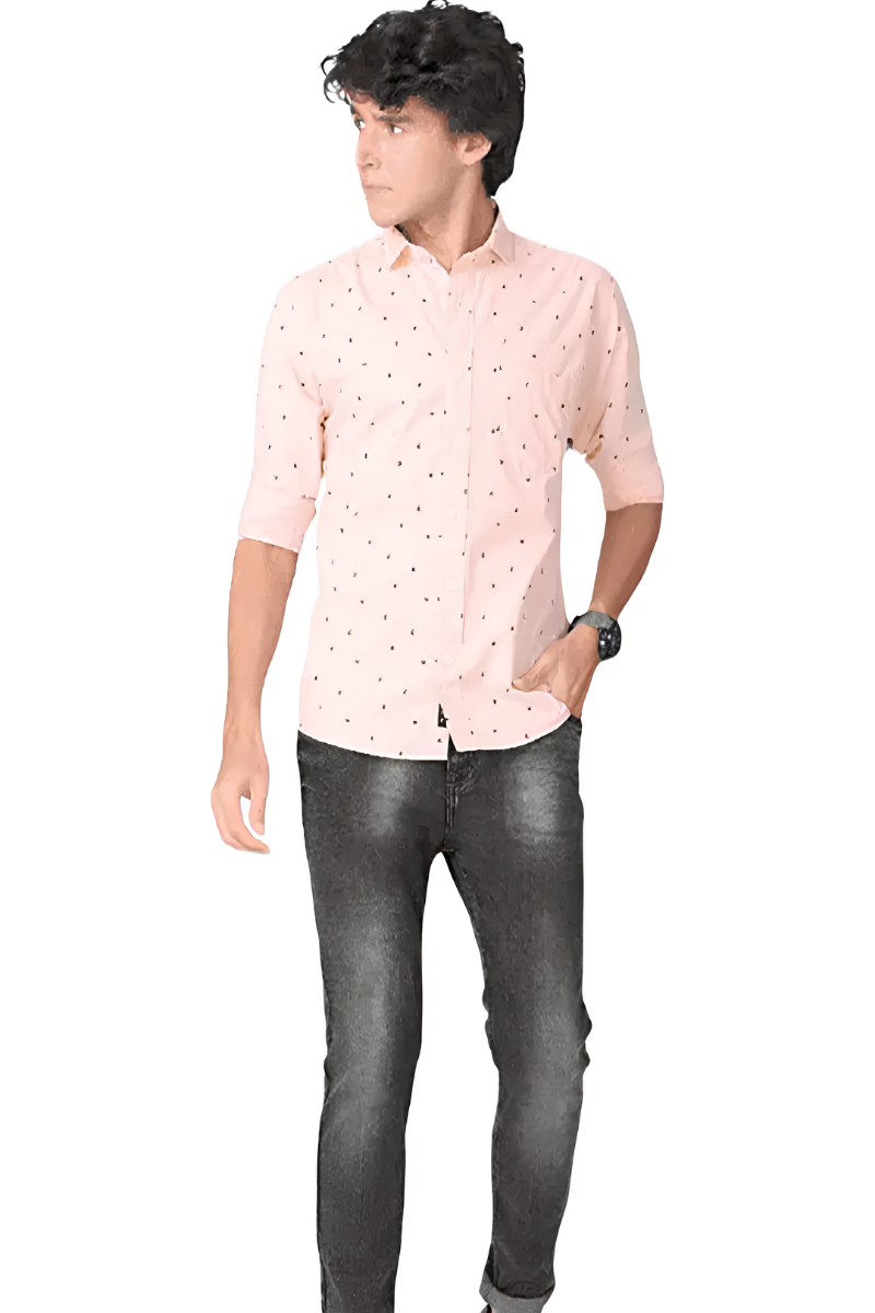 Men’s Light Pink Printed Shirt