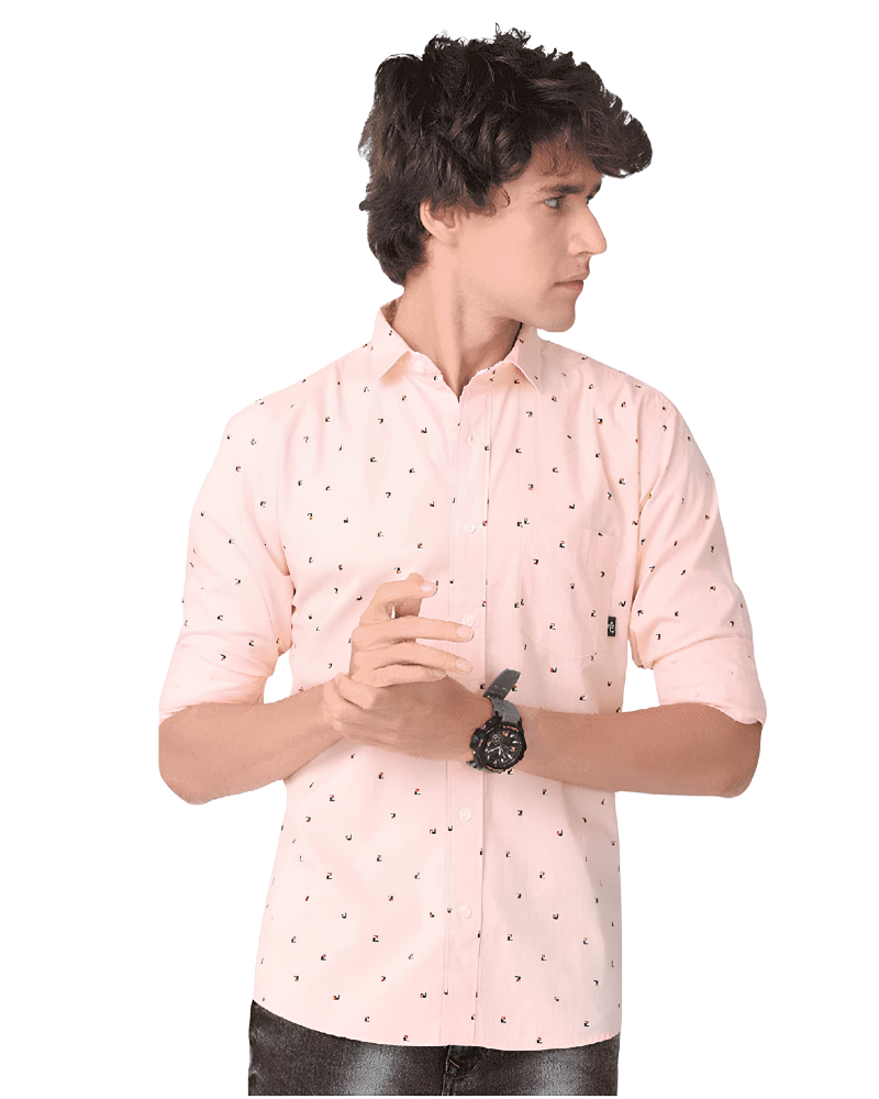 Men’s Light Pink Printed Shirt