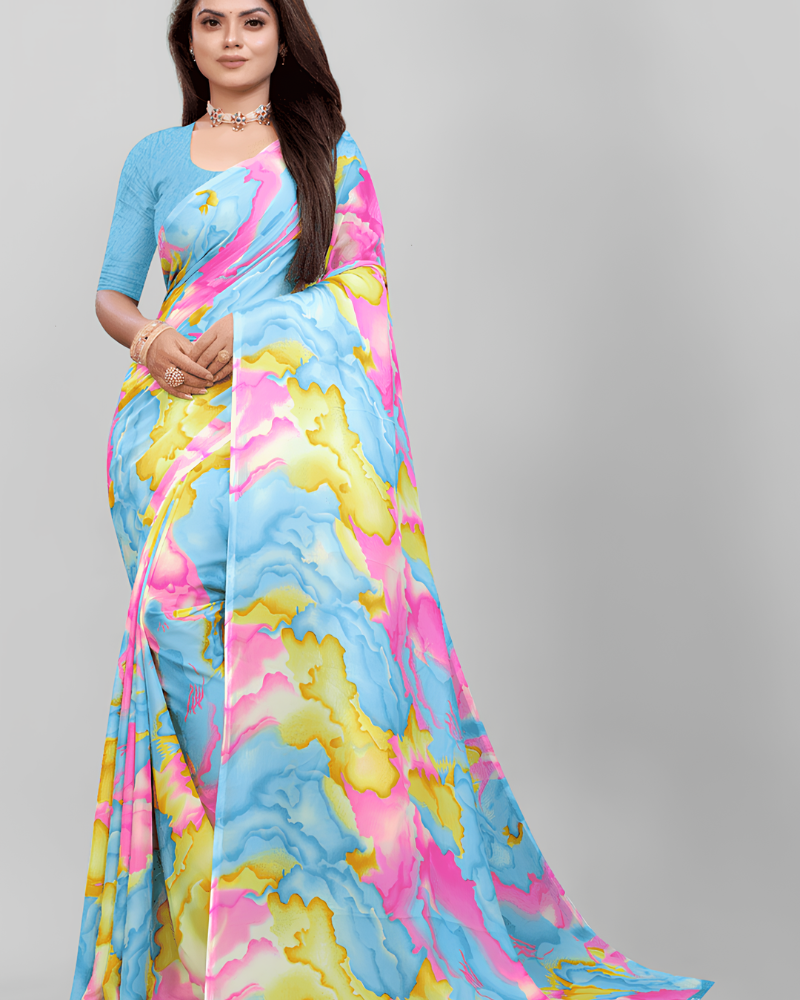 Multicolor Printed Saree