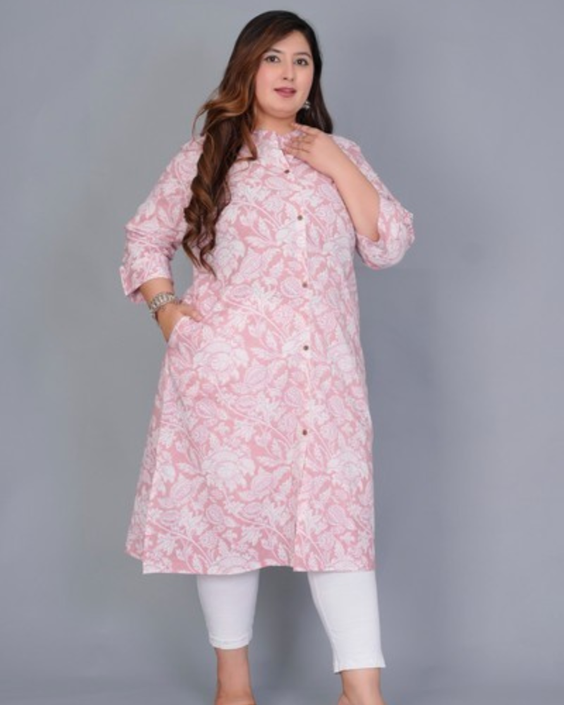 Plus Pink Floral Kurti