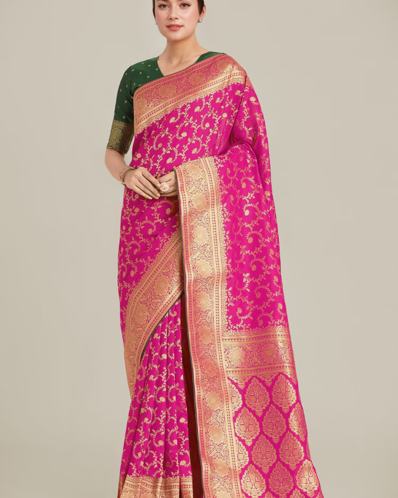 Pink Banarasi Silk Saree