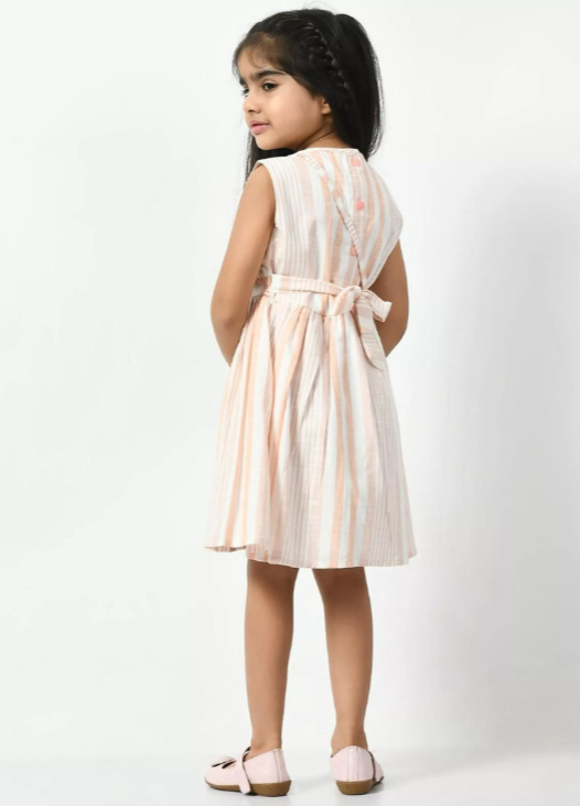 Girls' Pink and White Striped Dress