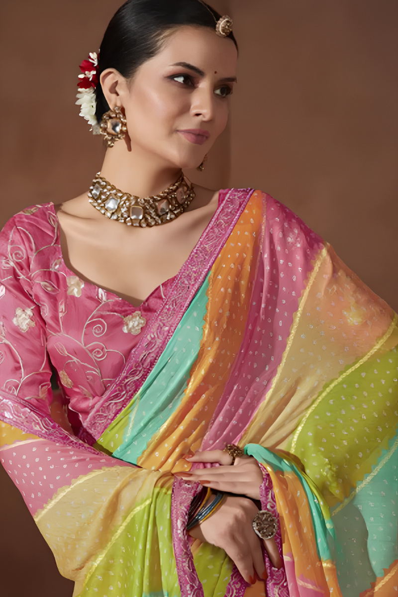 Multicolor Georgette Saree
