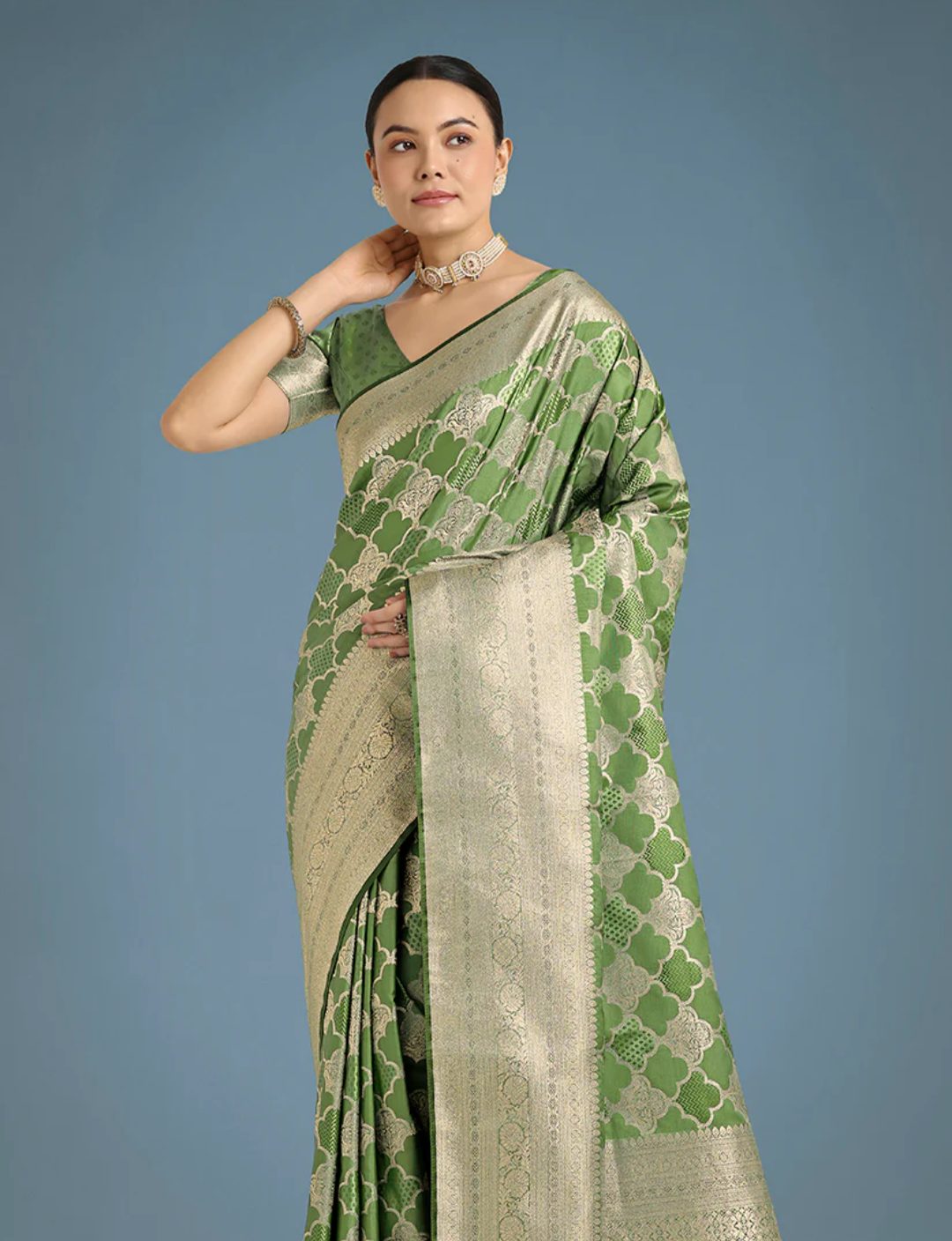 Green Banarasi Silk Saree
