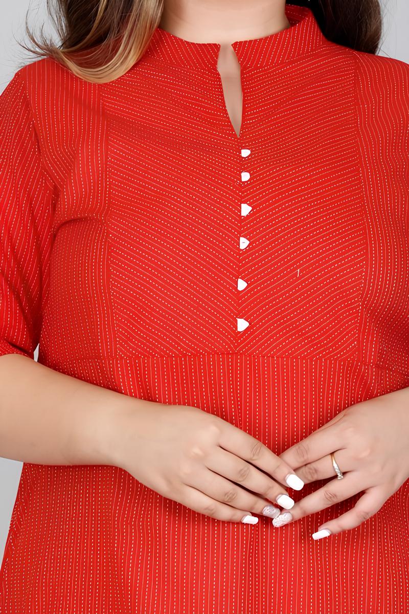 Plus size Red Cotton Kurti