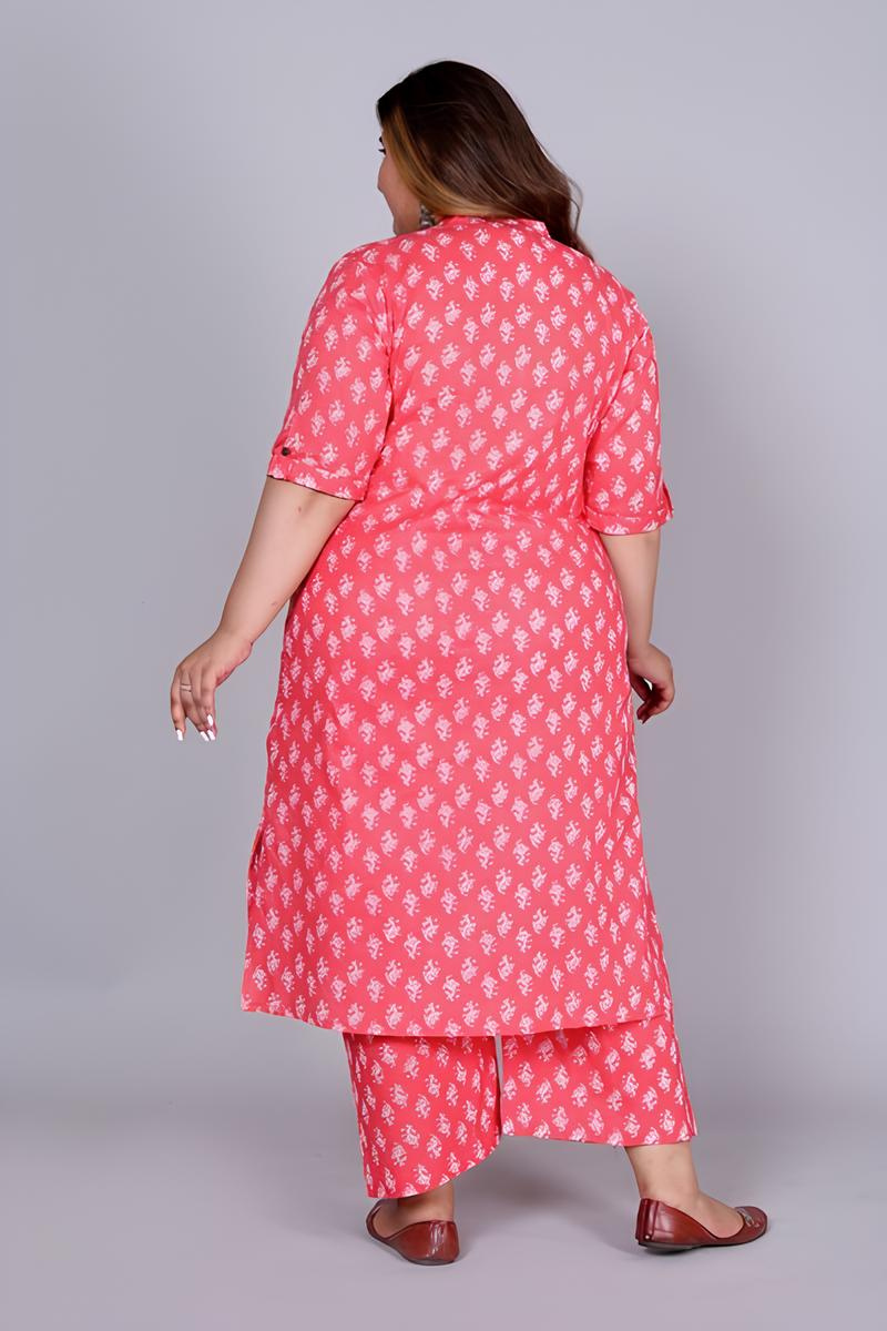 Plus Pink Printed Kurta Set