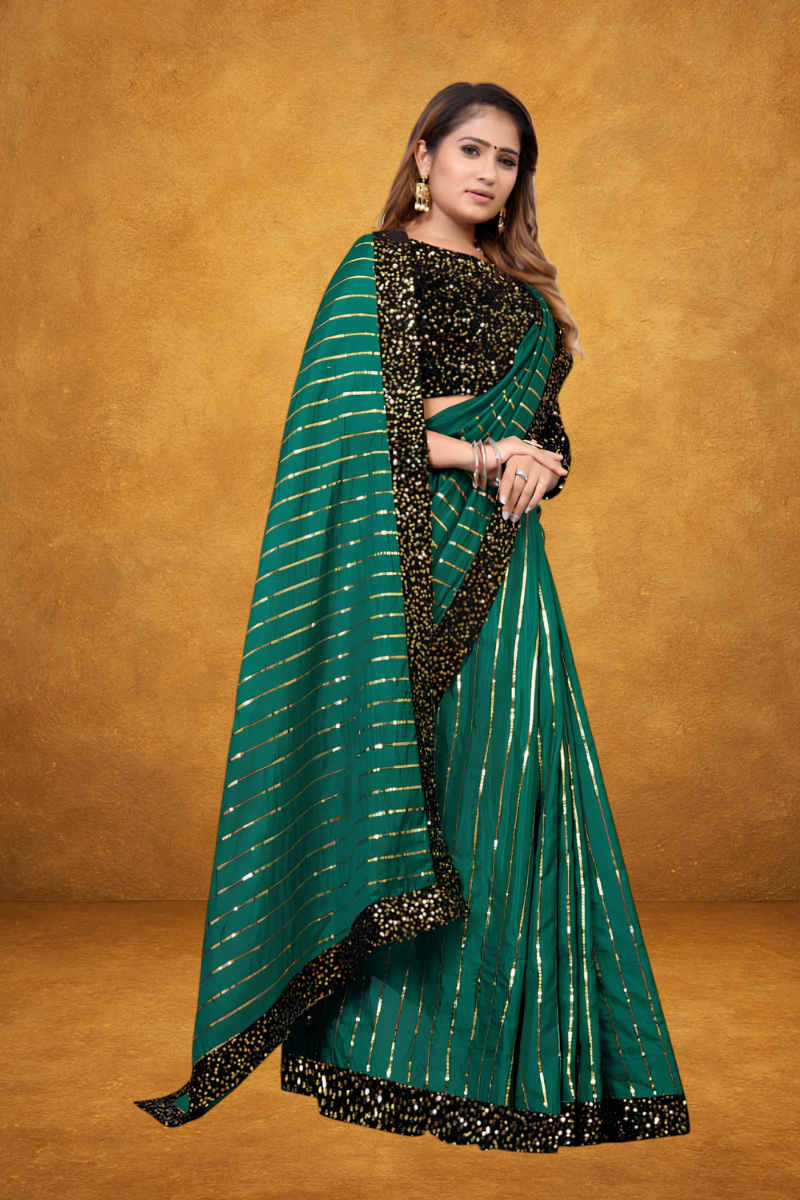Elegant Green Designer Saree