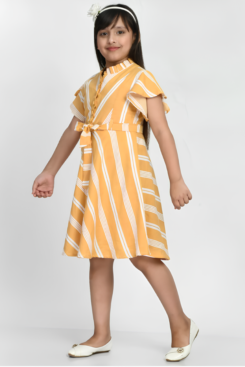 Girls' Yellow Striped Dress