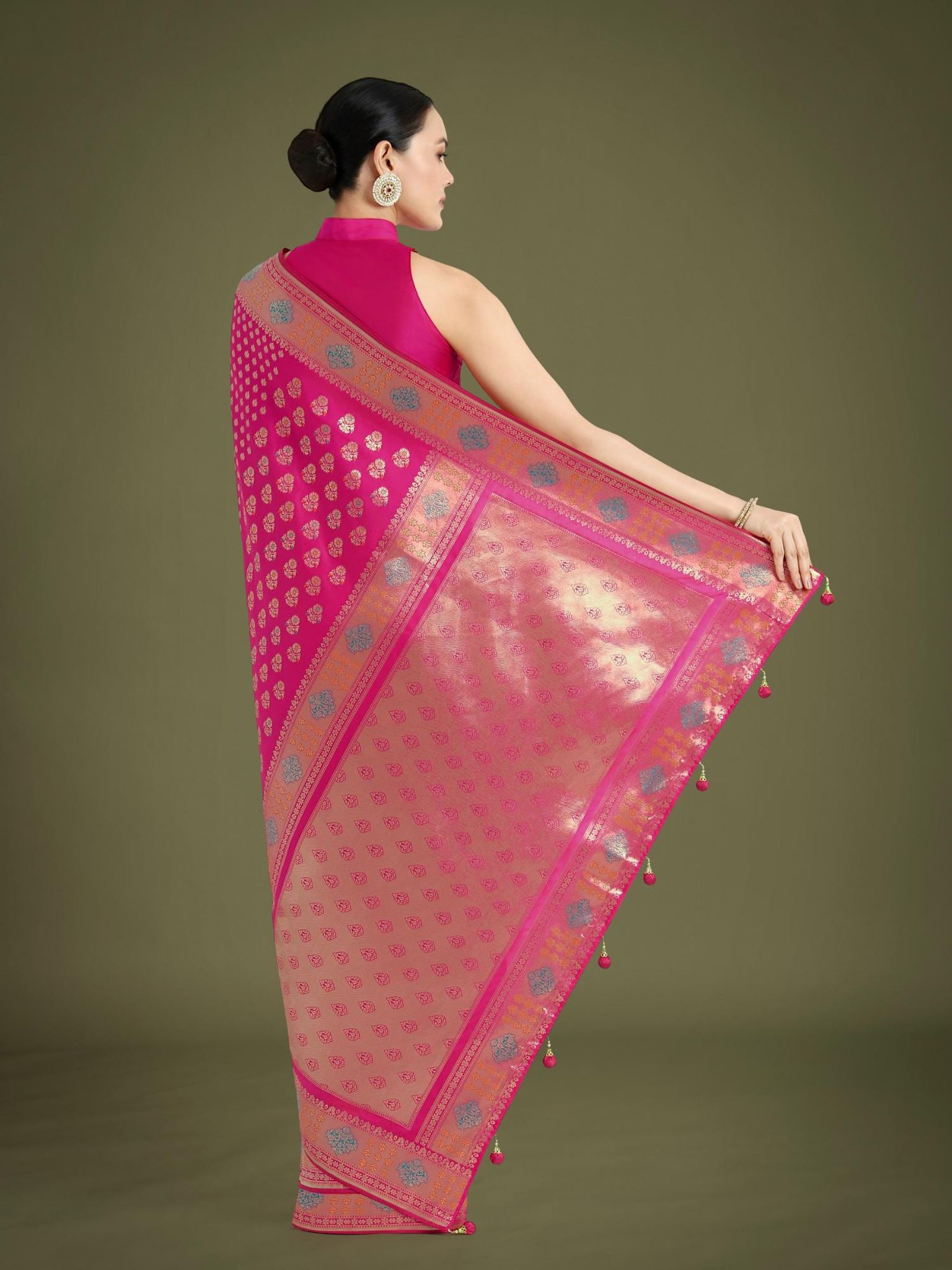 Pink Banarasi Silk Saree