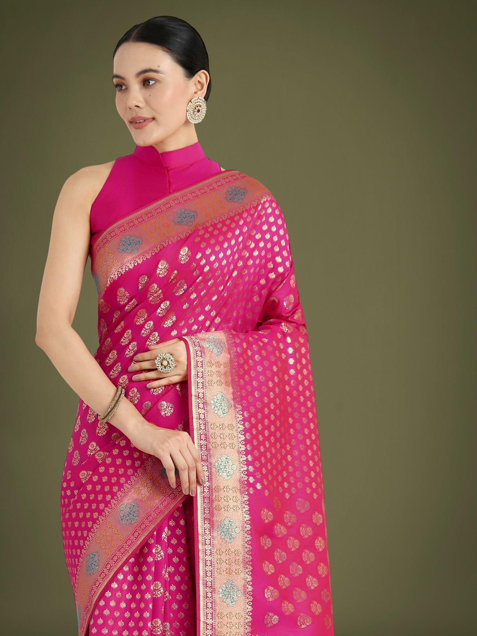 Pink Banarasi Silk Saree