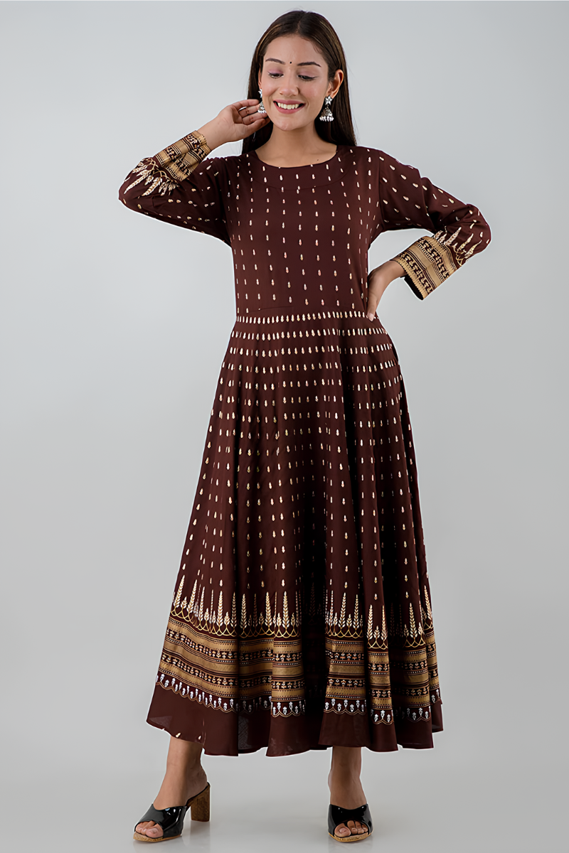 Ethnic Flared Maxi Dress