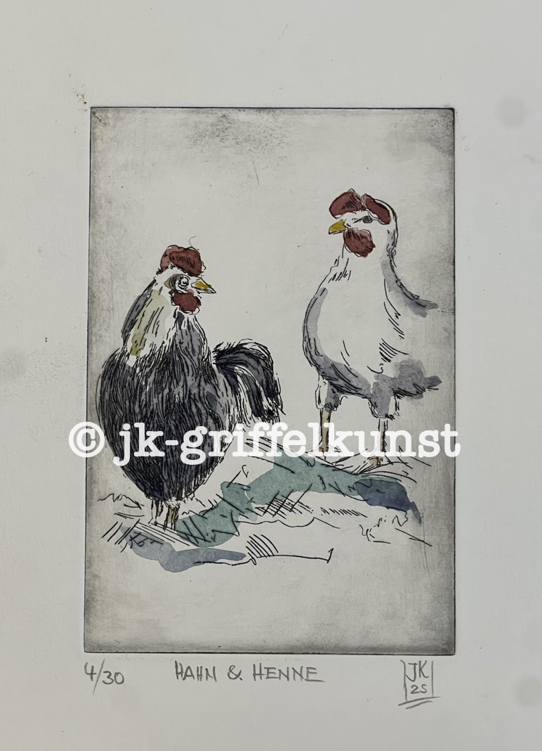 Originalradierung Hahn & Henne