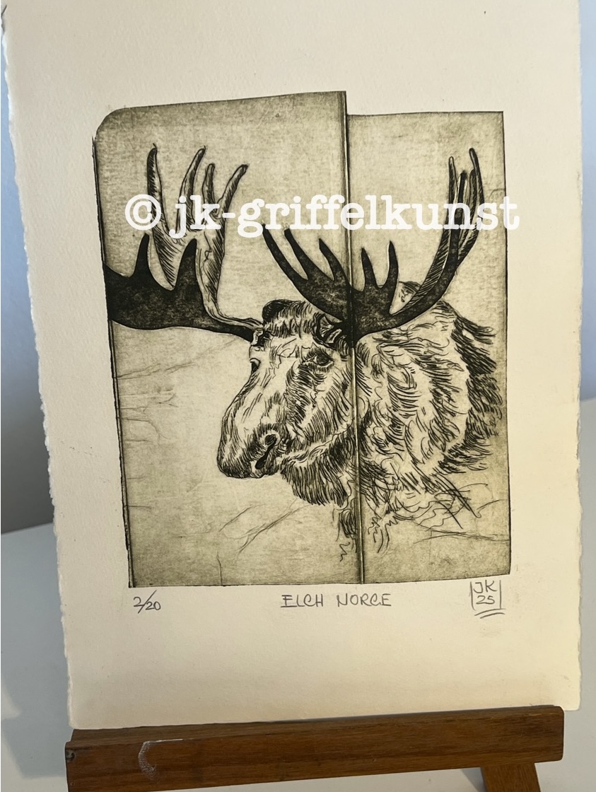 Originalradierung Elch Norge
