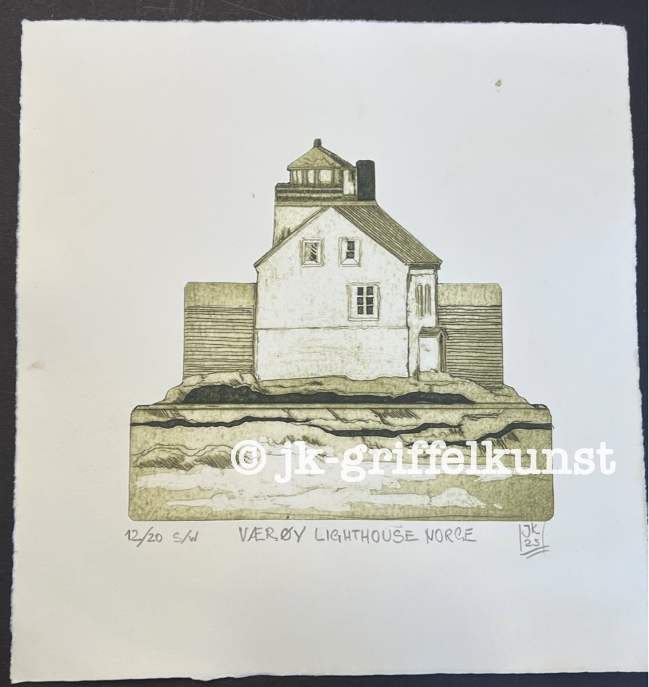 Originaradierung Lighthouse Værøya