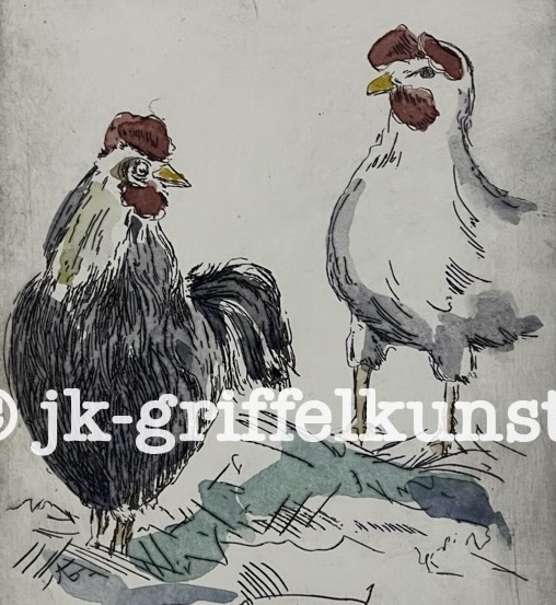 Originalradierung Hahn & Henne