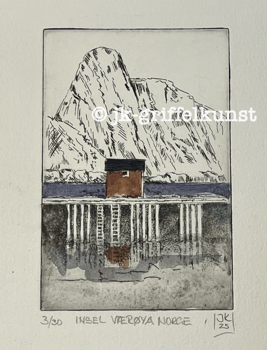 Originalradierung Insel Værøya