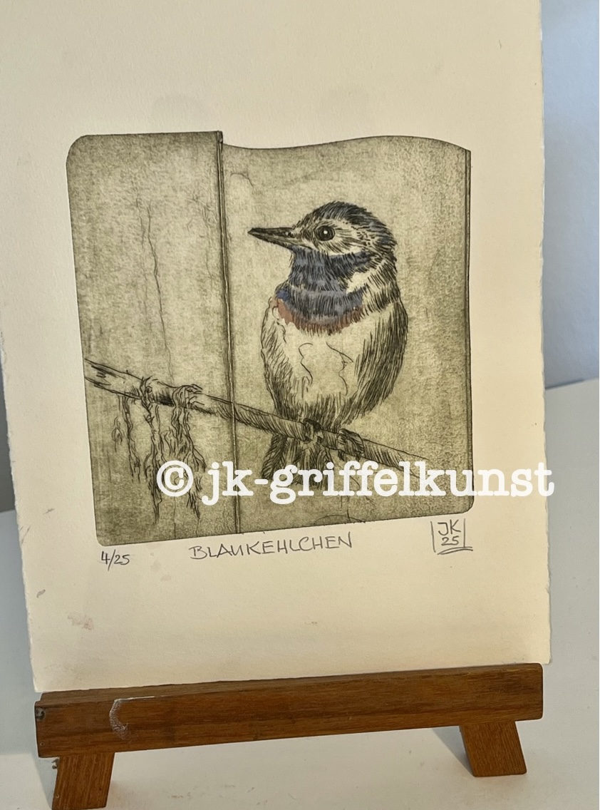 Originalradierung Blaukehlchen