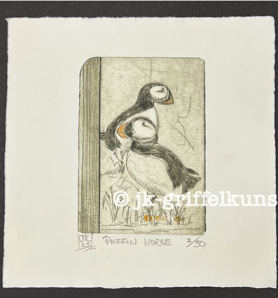 Originalradierung Puffin Norge