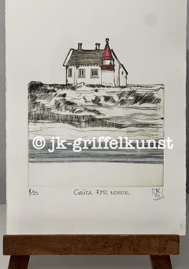 Originalradierung Geita Fyr Norge