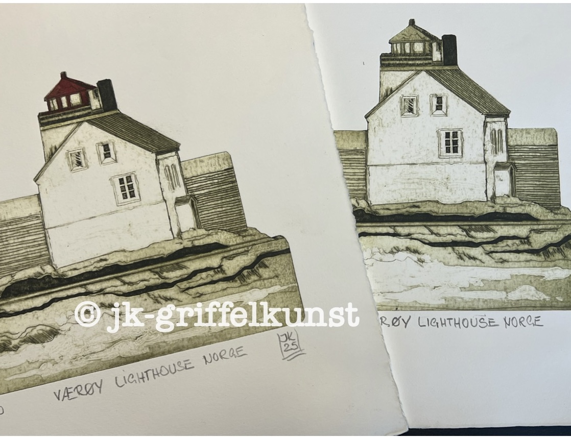 Originaradierung Lighthouse Værøya