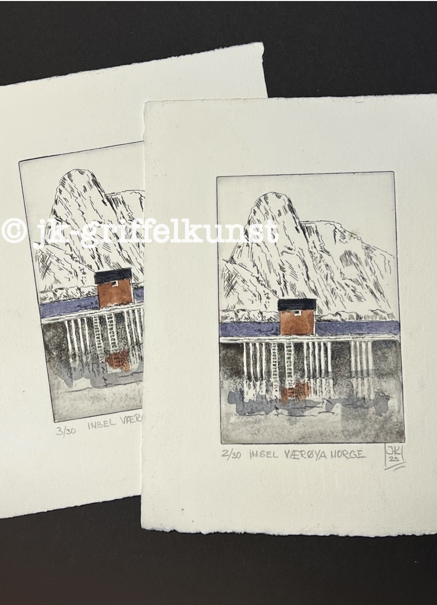 Originalradierung Insel Værøya