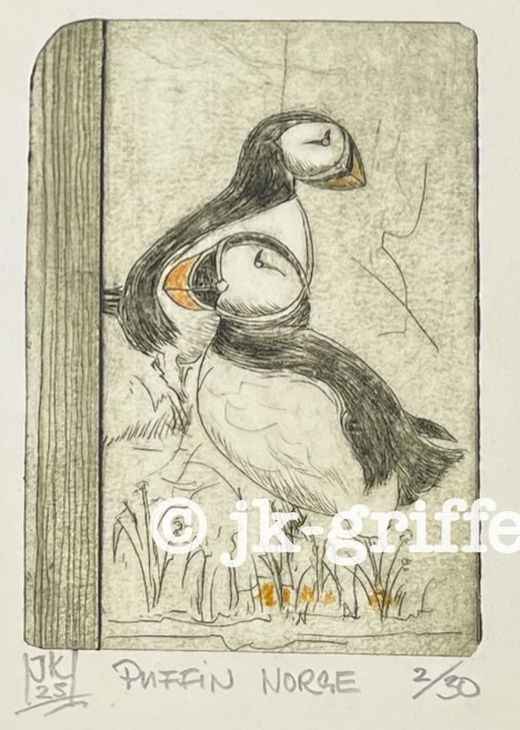 Originalradierung Puffin Norge