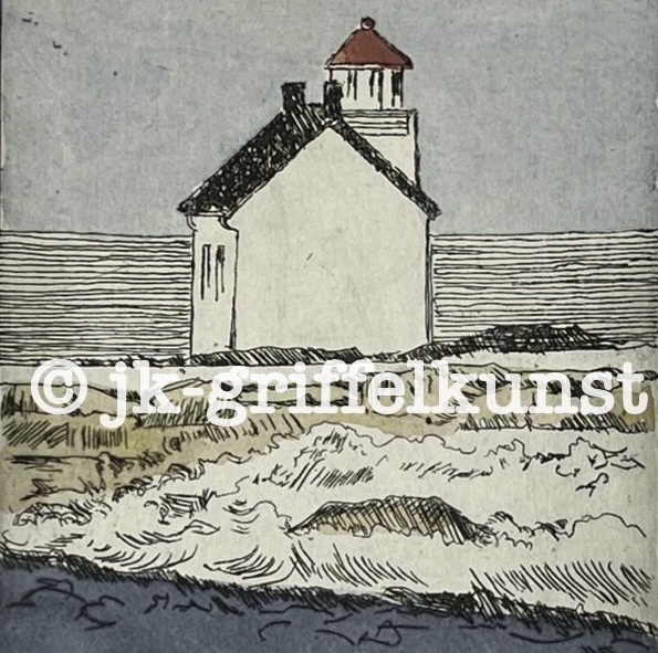 Originalradierung Leuchtfeuer Værøya