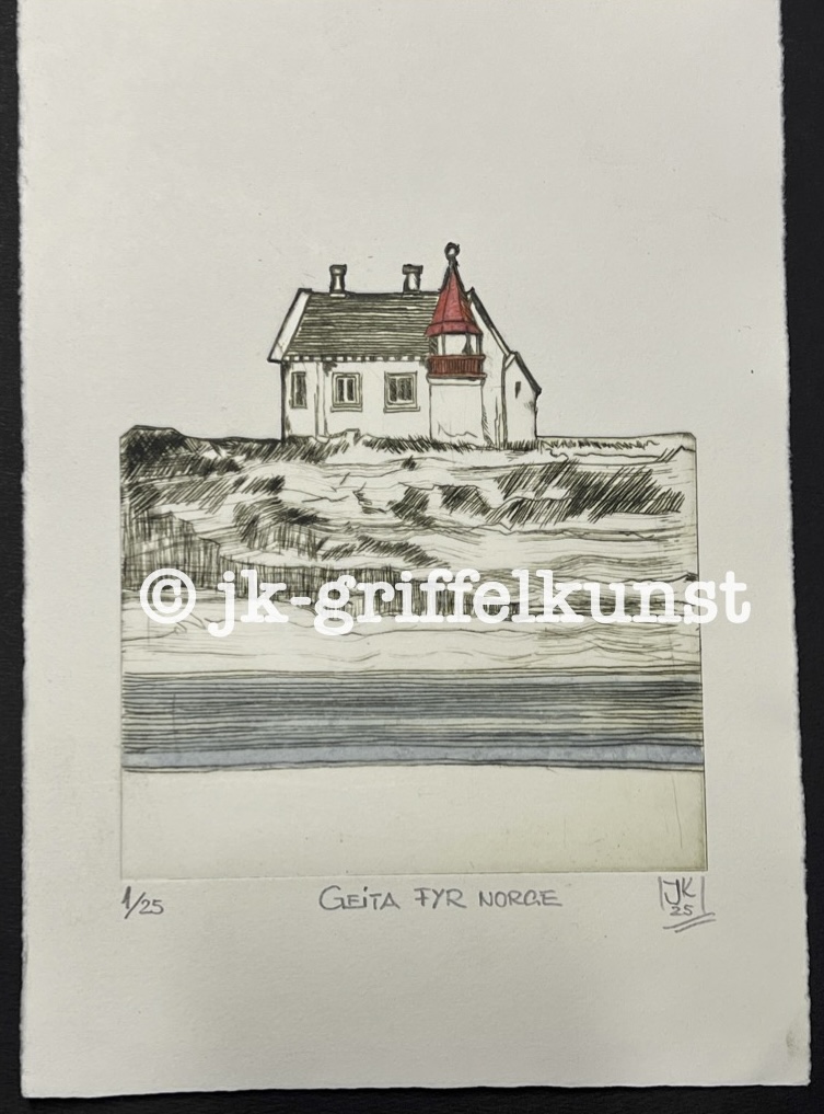 Originalradierung Geita Fyr Norge