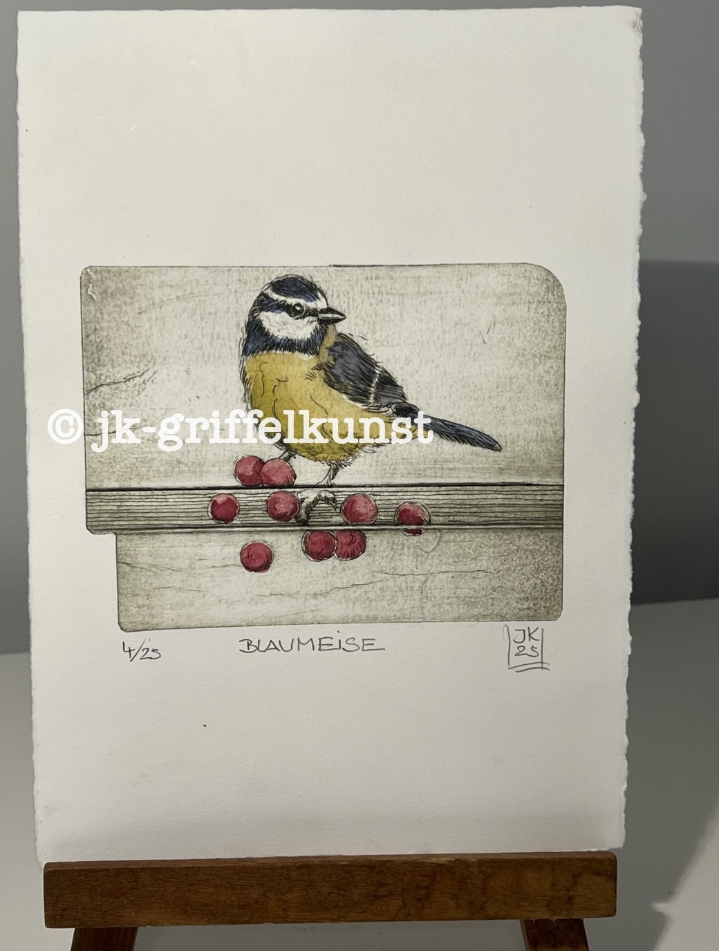 Originalradierung Blaumeise