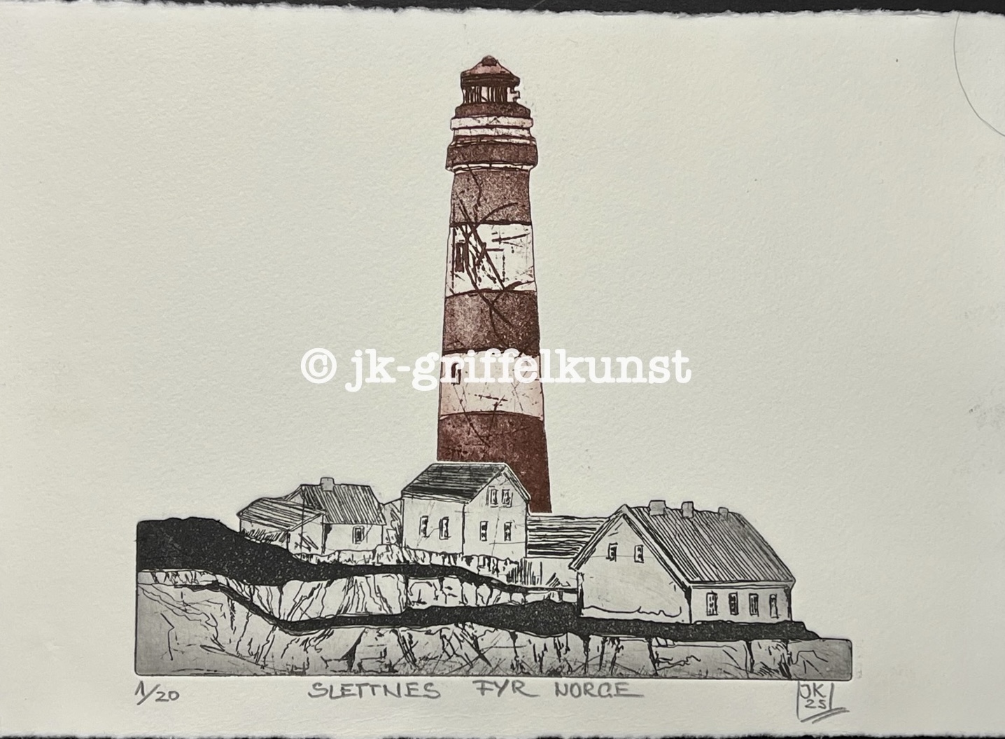 Originalradierung Slettnes Fyr Norge