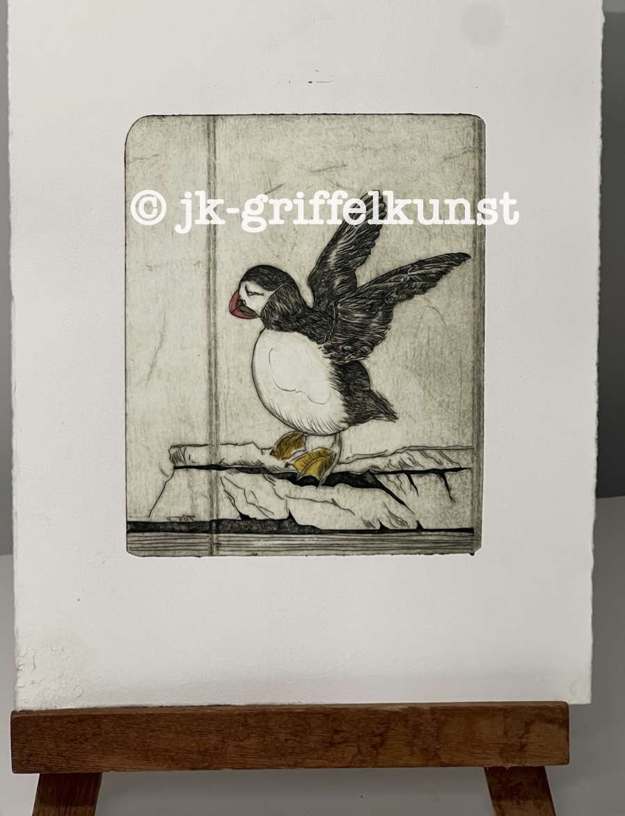 Originalradierung Puffin Norge