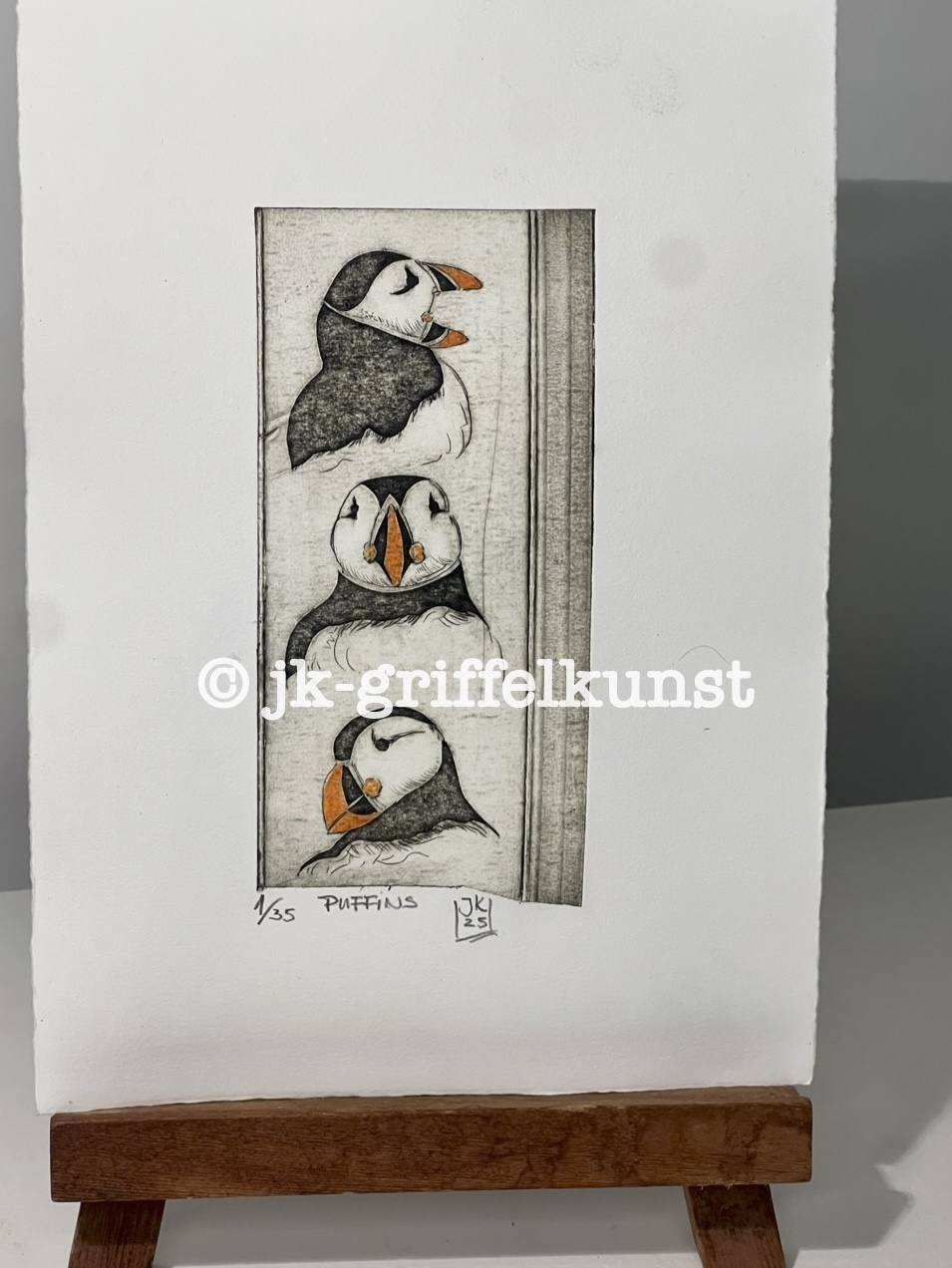 Originalradierung Puffins ( Papageientaucher)