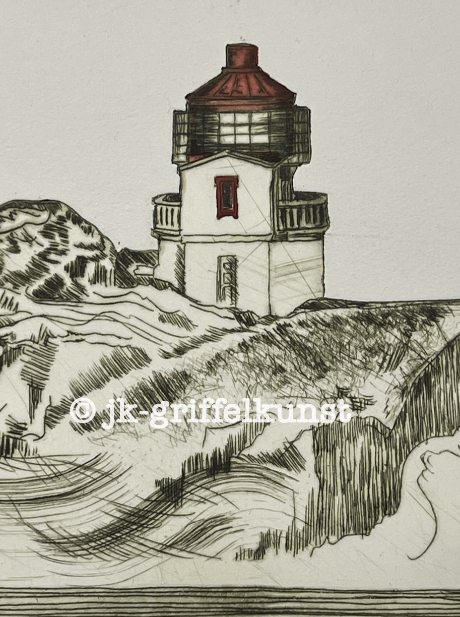 Originalradierung Litløy Fyr Norge