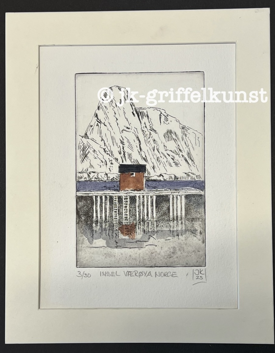 Originalradierung Insel Værøya