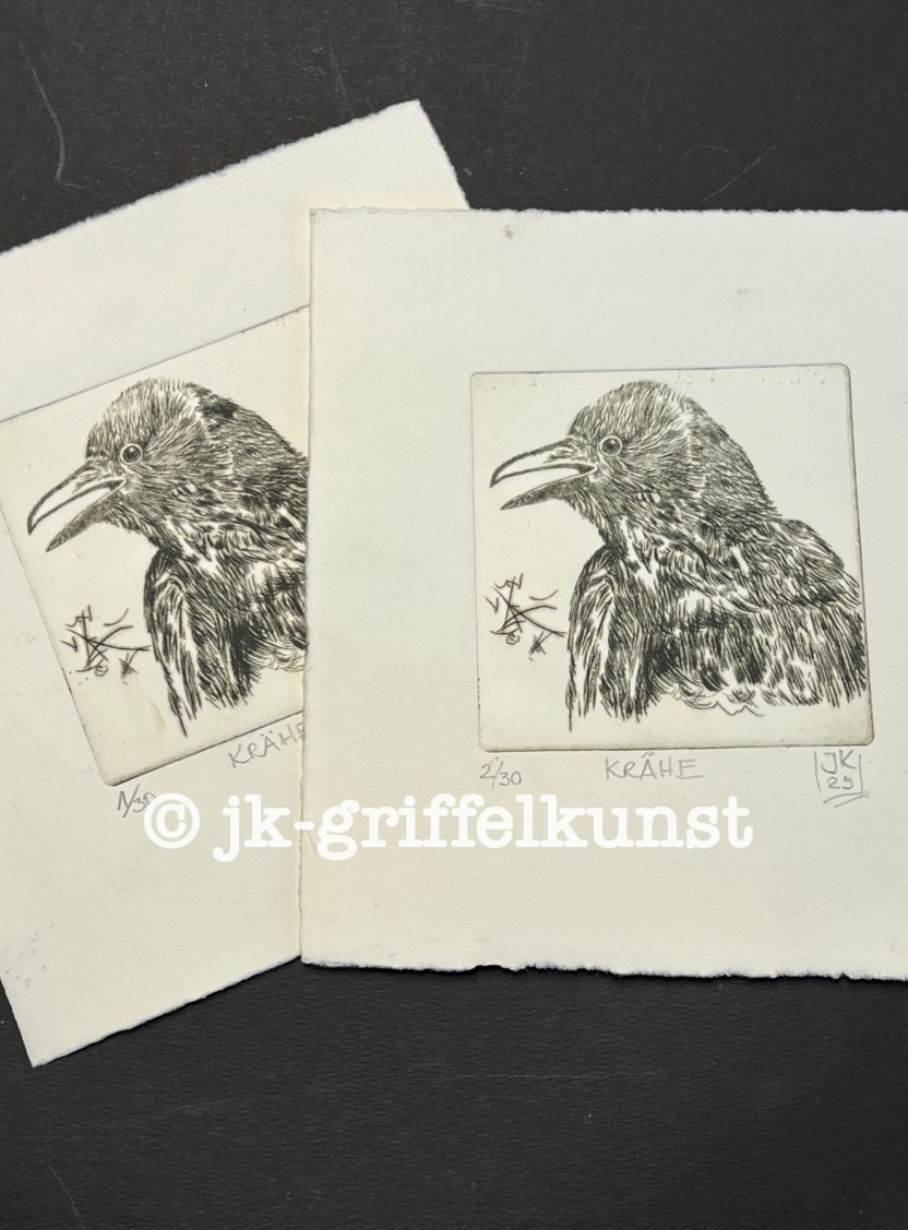 Originalradierung Krähe