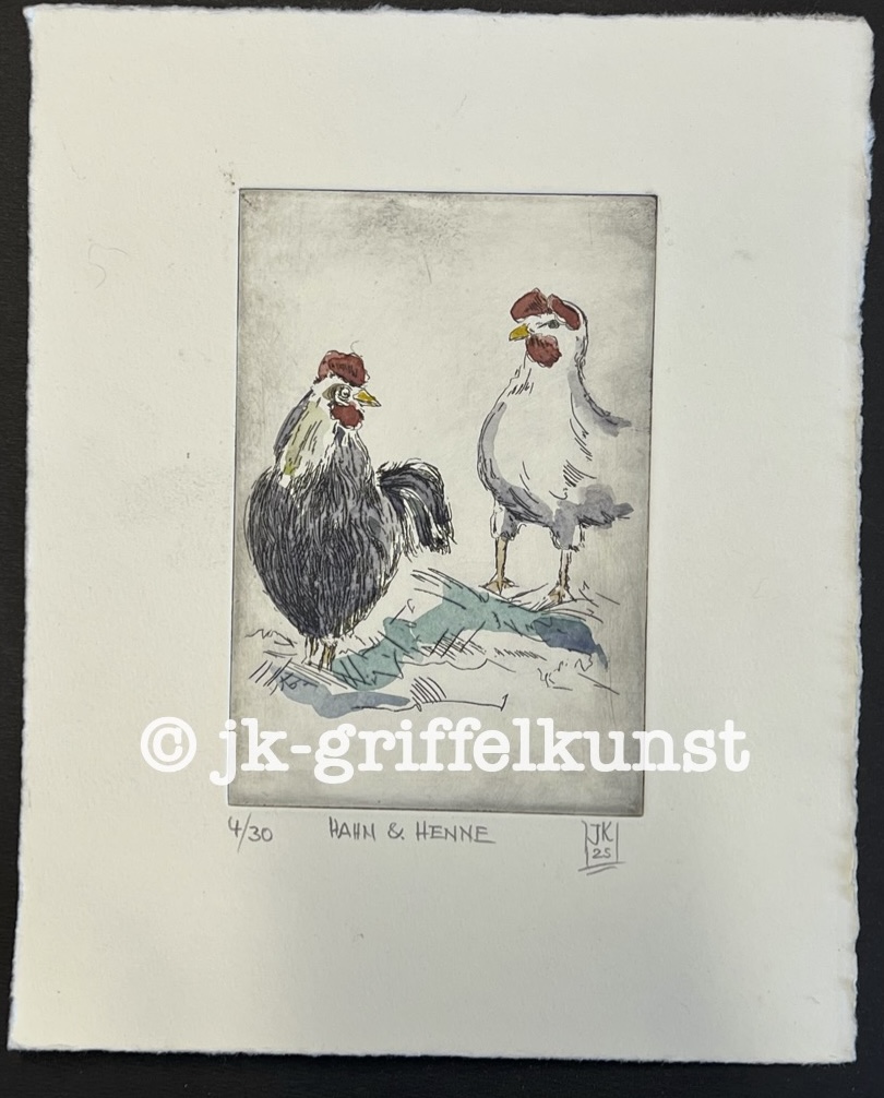 Originalradierung Hahn & Henne