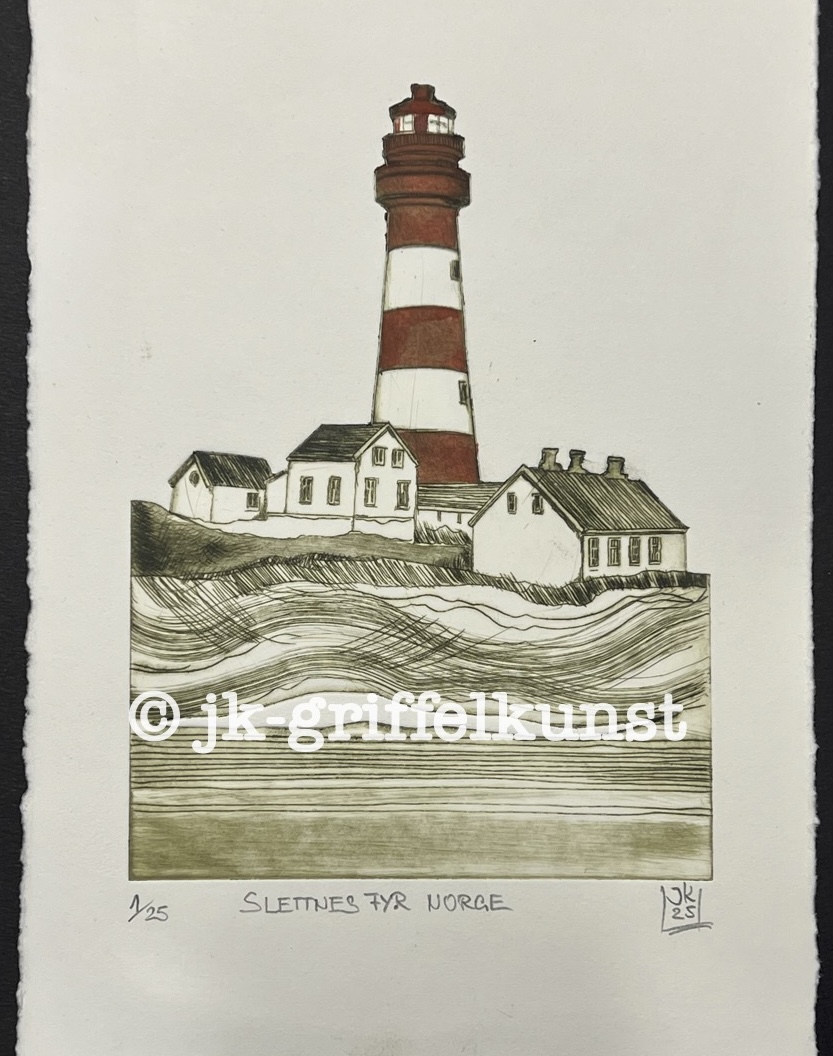 Originalradierung Slettnes Fyr