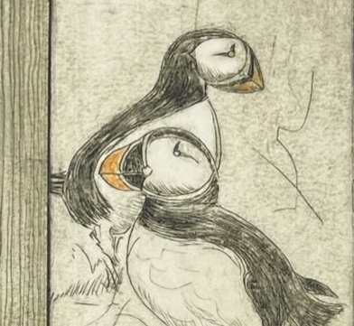 Originalradierung Puffin Norge