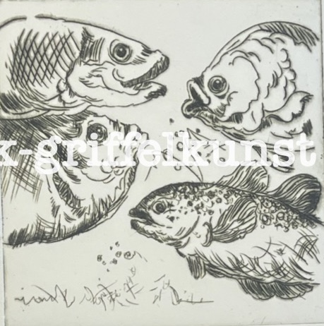 Originalradierung Fische